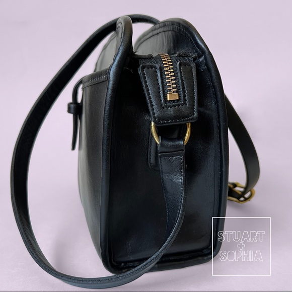 Vintage 80s Coach Leather Brighton 9895 Bag Large Unlined Black Crossbody - Picture 8 of 10